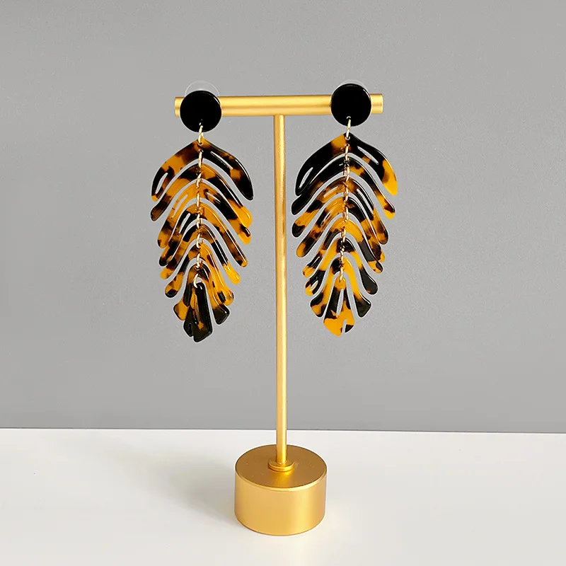 2023 Fashion Color Acrylic Leaf Clip on Earrings Leopard Long Geometric Square Circle Without Piercing Ear Clips for Women