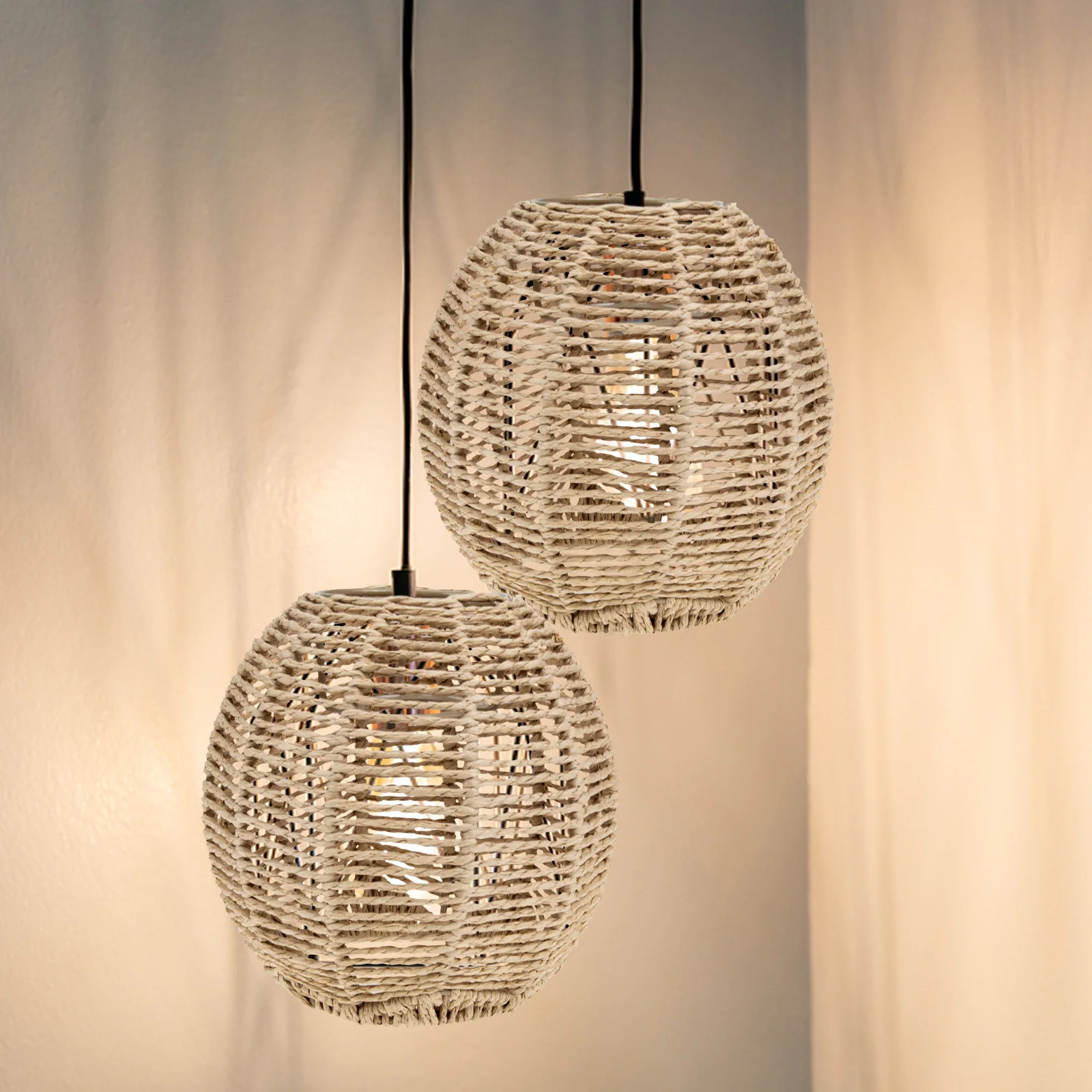 

2pcs Bamboo Art Lampshade Woven Hanging Pendant Light Brown Rustic Farmhouse Braided Kitchen Bedroom Cafe Bar Environmental