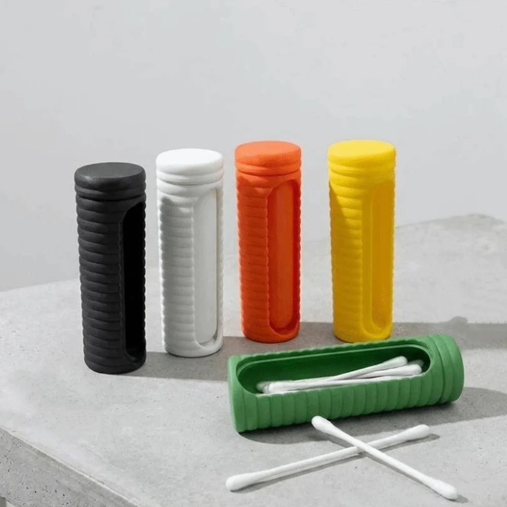Multi-functional 3D Printed Cotton Swabs Storage Box Rotatable Dust-proof Swab Holder Plastic Toothpicks Storage Box Travel