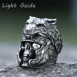 2022 NEW Men's 316L stainless-steel rings Vintage wolf and skull viking ring gothic high-quality Jewelry Gifts free shipping