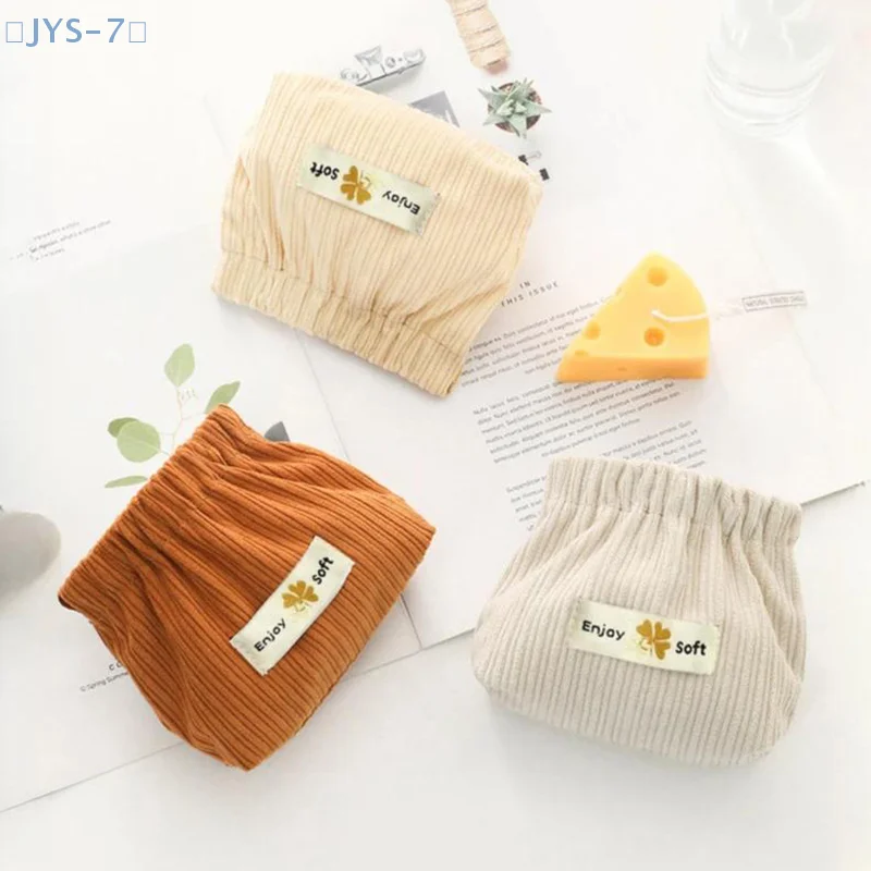 【JYS-7】1PC Corduroy Clover Storage Bag Handheld Bag Bullet Storage Bag Lipstick Cosmetics Storage Bag Convenient Mini Wallet