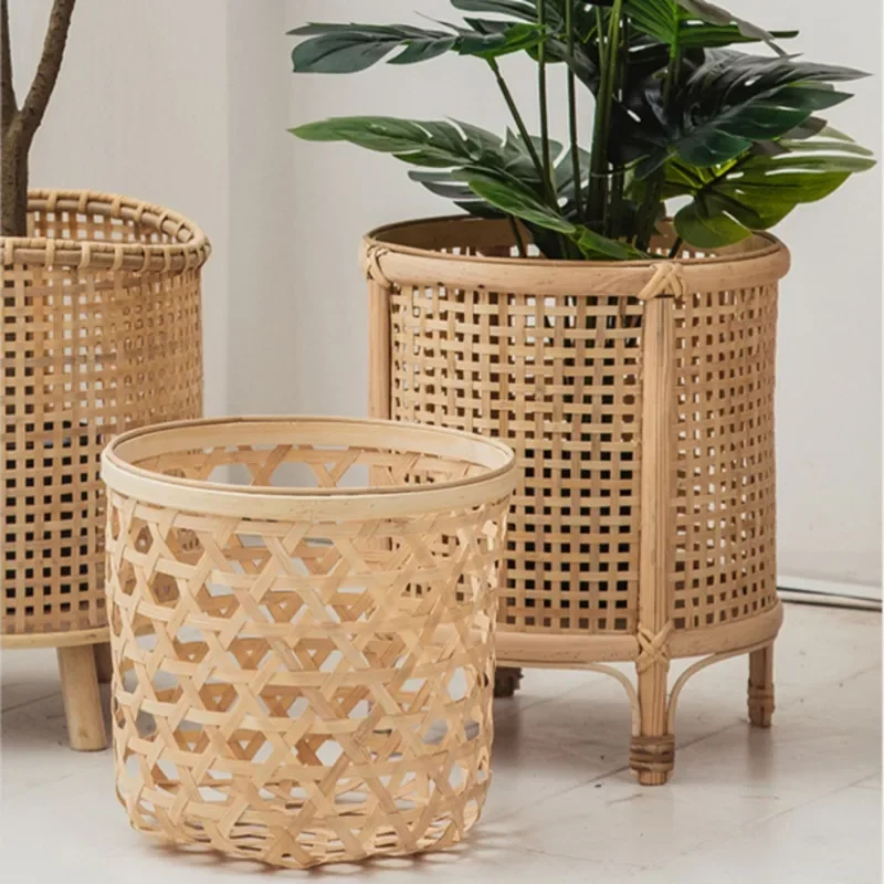 Japanese Stand For Flowers Handmade Rattan Storage Shelf Multifunctional Decoration Asian Style Plant Stand Oriental Decor Rack