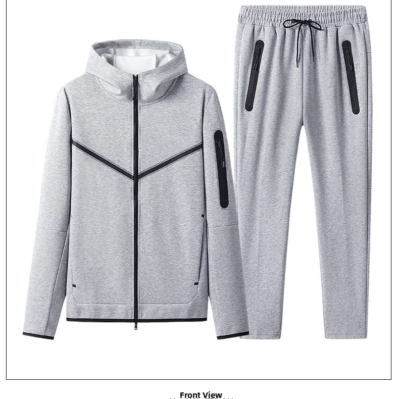 

Новый мужской спортивный костюм из хлопка 2025 года: осенний повседневный комплект из двух предметов (куртка с длинным рукавом и брюки), удобный и дышащий