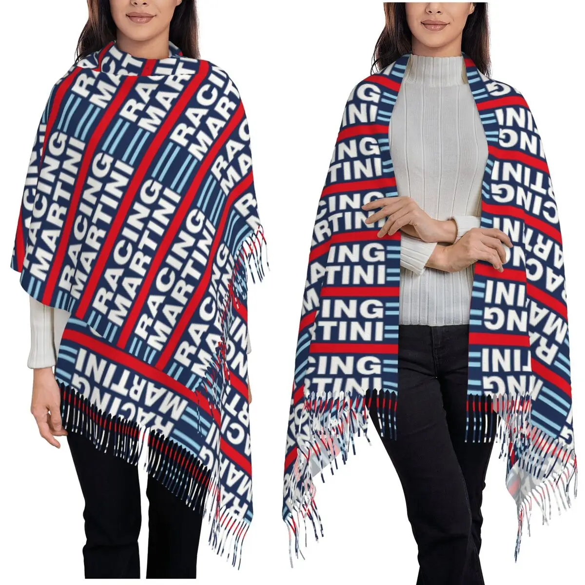 Martinis Race Sportscar Motor Racing Scarf Tassel Scarves Women Soft Warm Shawls and Wraps Long Fall Winter Shawl Wrap