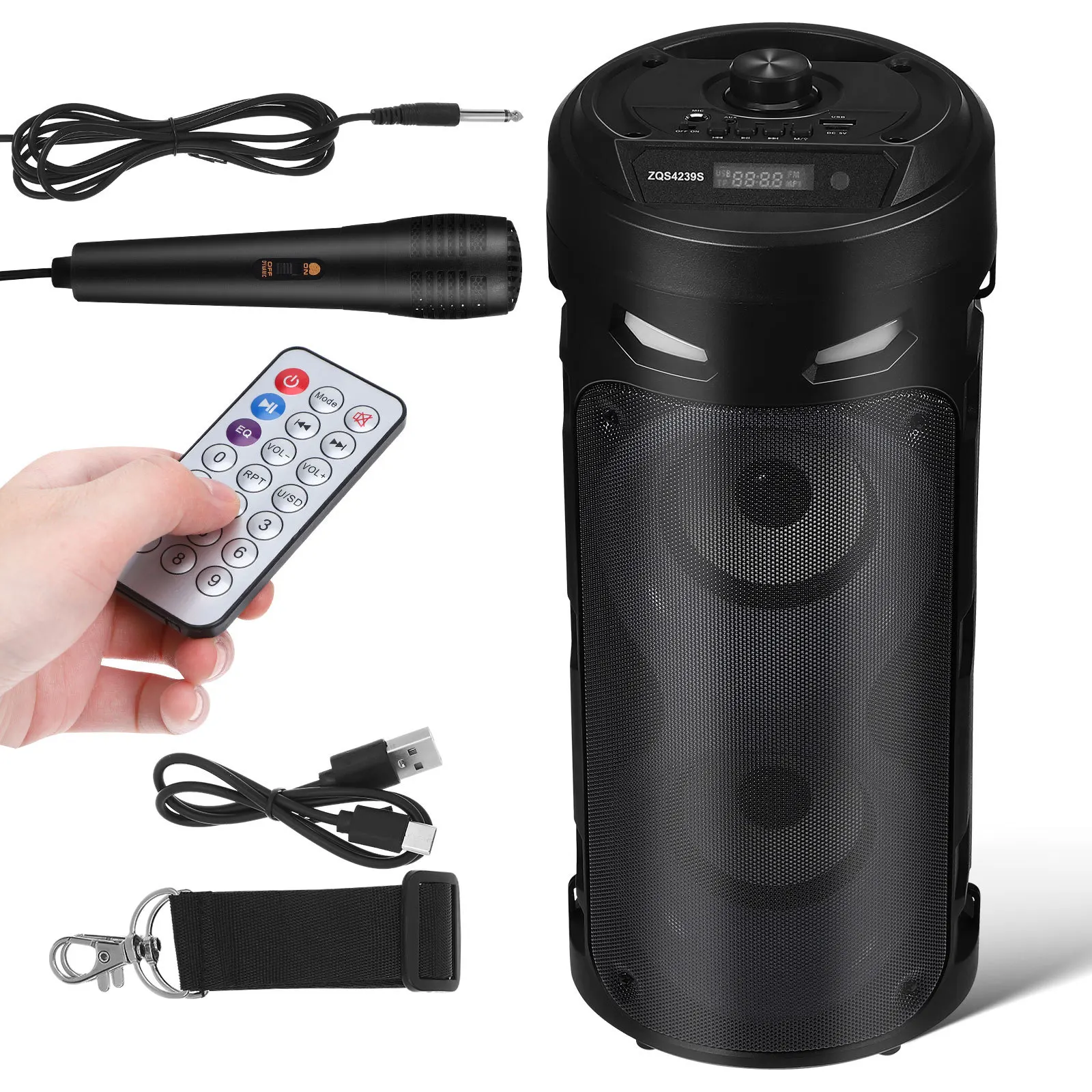 

1Set Portable Speaker Subwoofer Deep Bass Colorful LED Lights Portable Pa Speaker Outdoor Party Car Audio System