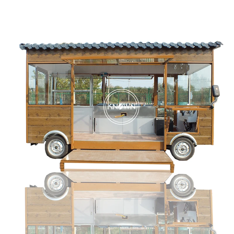 Tiny House Shape Electric Food Truck Mobile Kitchen Ice Cream Coffee Bubble Tea Food Vending Cart Catering Equipment