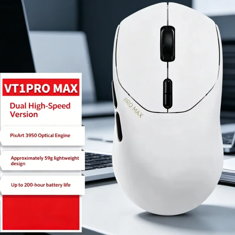 Lightweight Rapoo VT1PRO MAX Wireless Gaming Mouse 59g Ultimate Optical 30000DPI 8KHz Polling Rate 9 Programmable Buttons