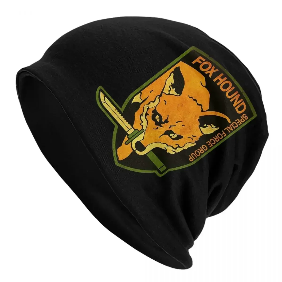 METAL GEAR SOLID Fox Hound Rust Logo Warm Knitted Cap Fashion Bonnet Hat Autumn Winter Outdoor Beanies Hats for Unisex Adult