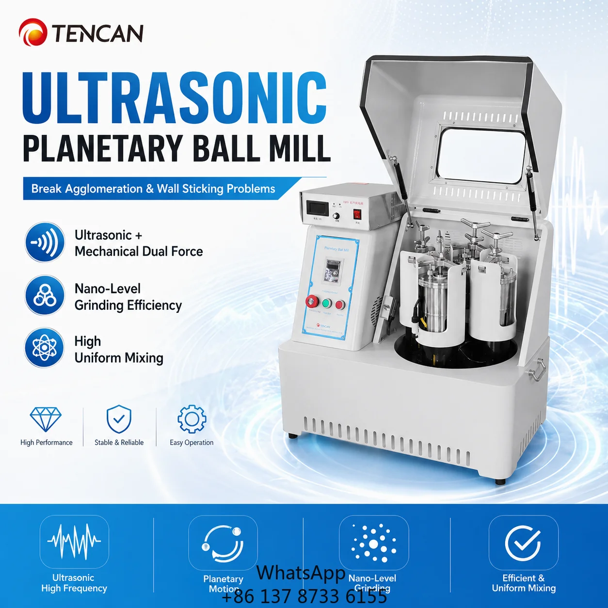 Planetary Ball Mill Electric Motor High-Accuracy Super Fine Particle Size Grinder Equipment For Laboratory Use