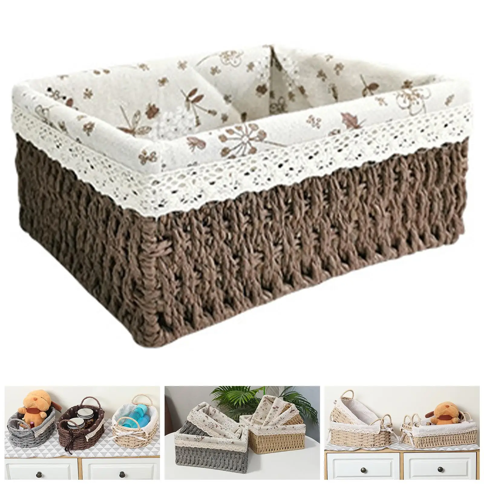 Rattan Storage Basket Decorative Baskets Household Items for Tabletop Dorm