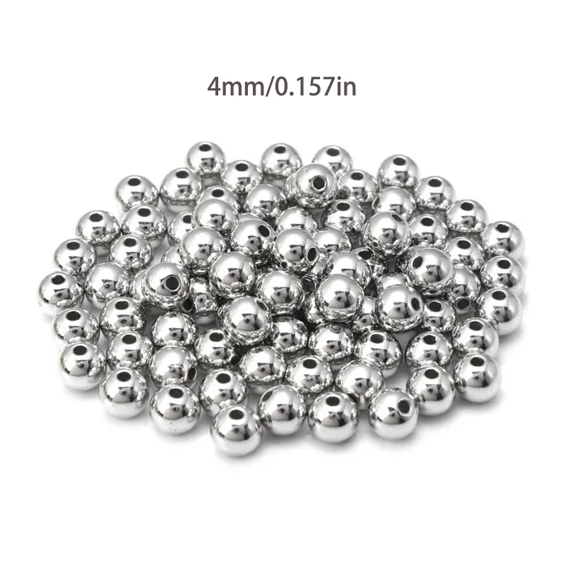 Perforated Electroplating, Water Plating, Gold and Silver Gun Color Polishing, round Beads DIY, Handmade String Beads, Silver Be