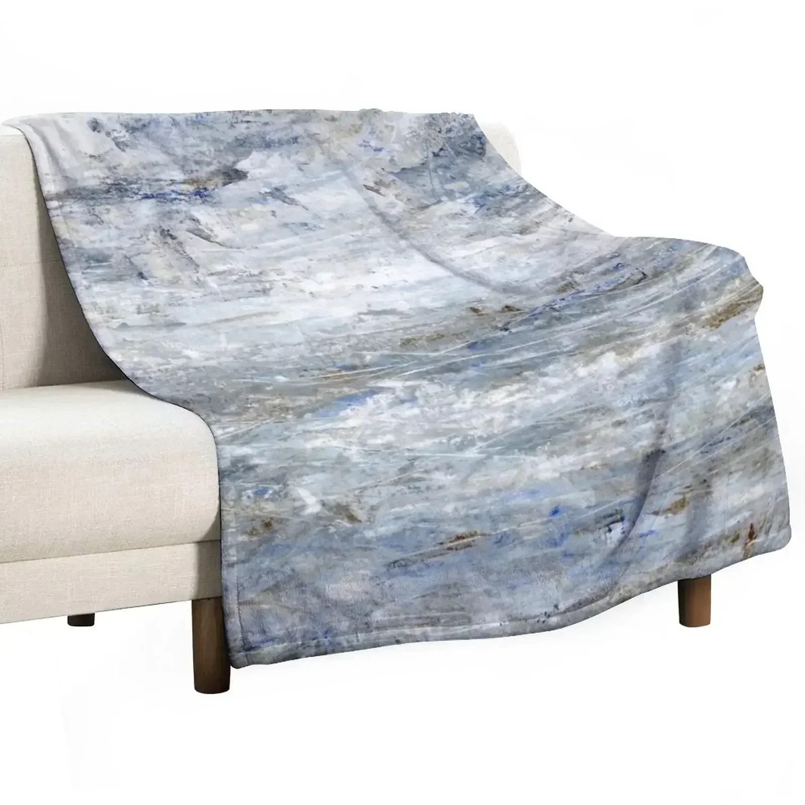 Abstract Seascape in Grey and Blue Throw Blanket Hairys Summer Decorative Sofas Travel Giant Sofa Flannel Fabric Blankets