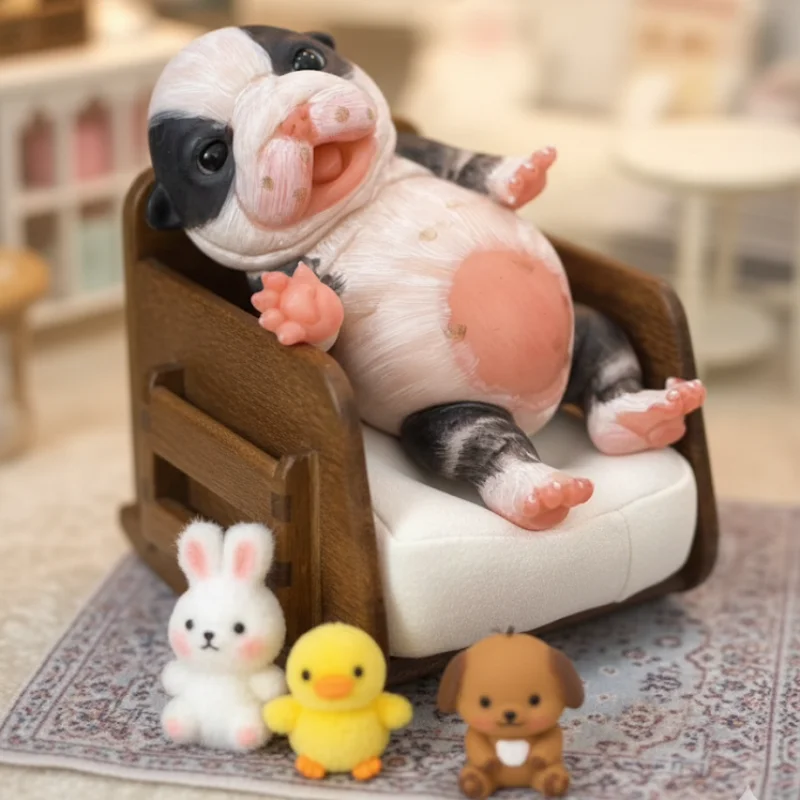 17cmミニシリコン犬人形、口が開く、3Dペイント、ソフトタッチ、キュートなベベリボーン犬人形、子供へのプレゼントに