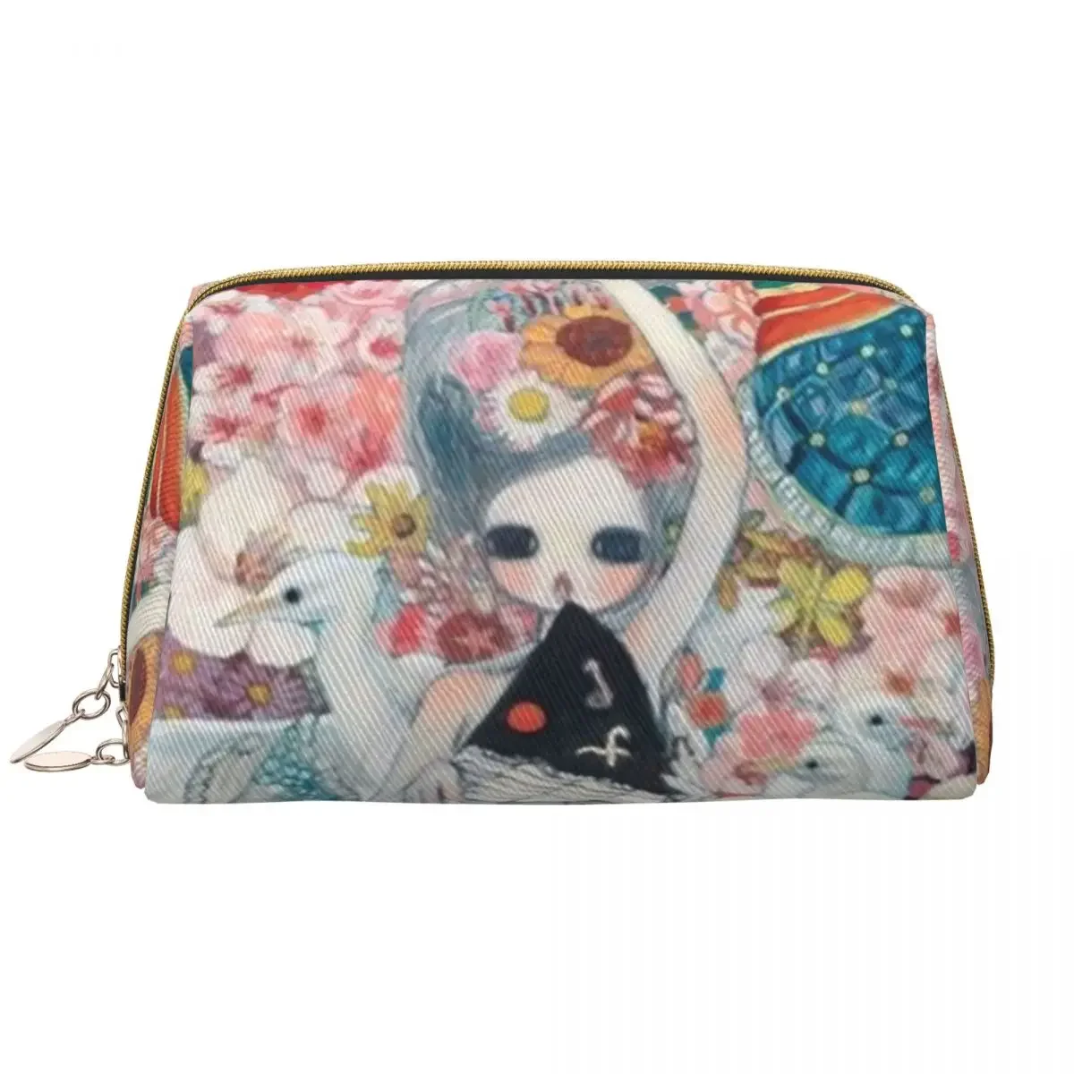 

Manga Animation Art Yoshitomo Nara Flower Toiletry Bag Portable Makeup Cosmetic Organizer for Women Beauty Storage Dopp Kit Box