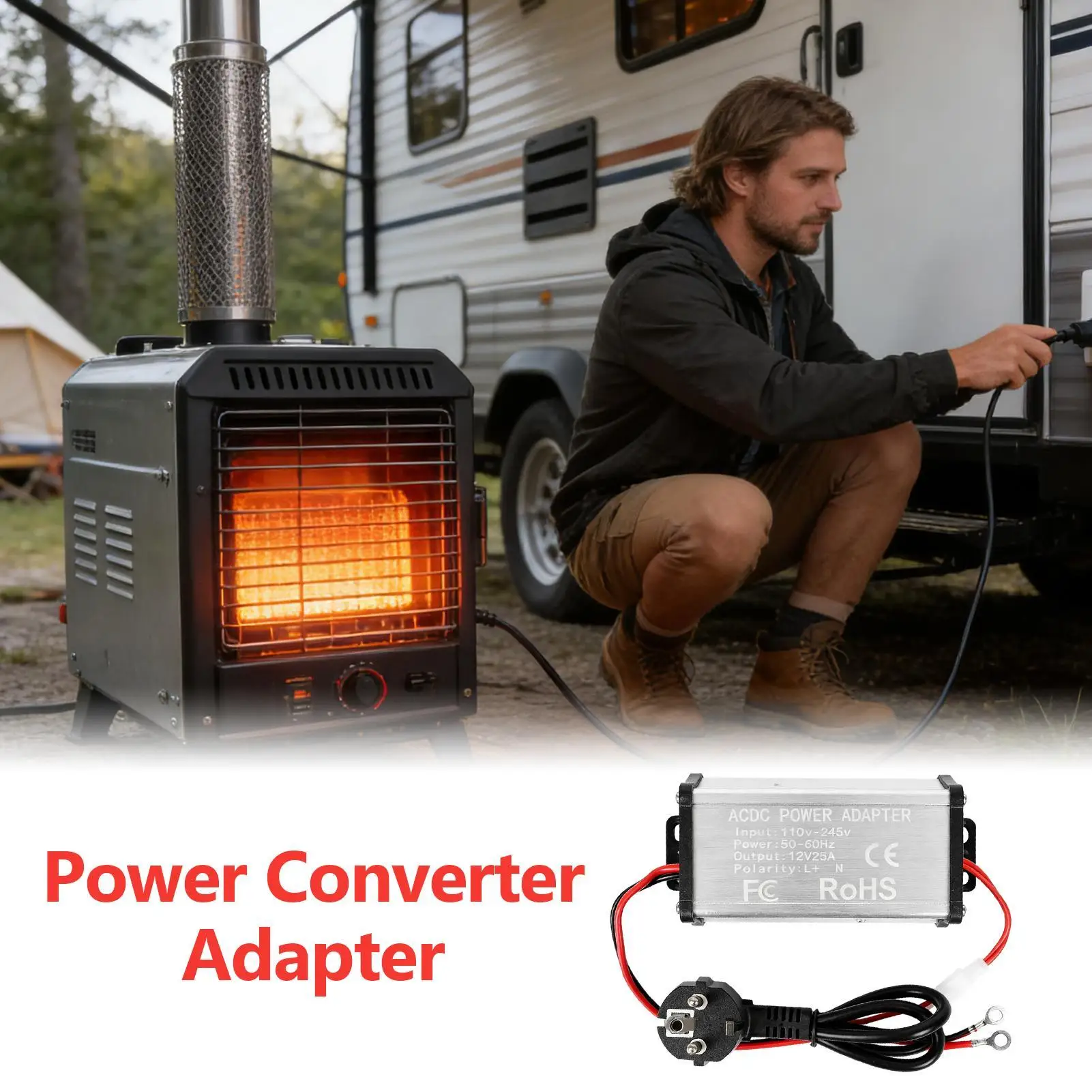 

Power Converter For Air Heater 110V To 12V Portable Transformer AC To DC Parking Heater Adapter 25A With Safety Protection For