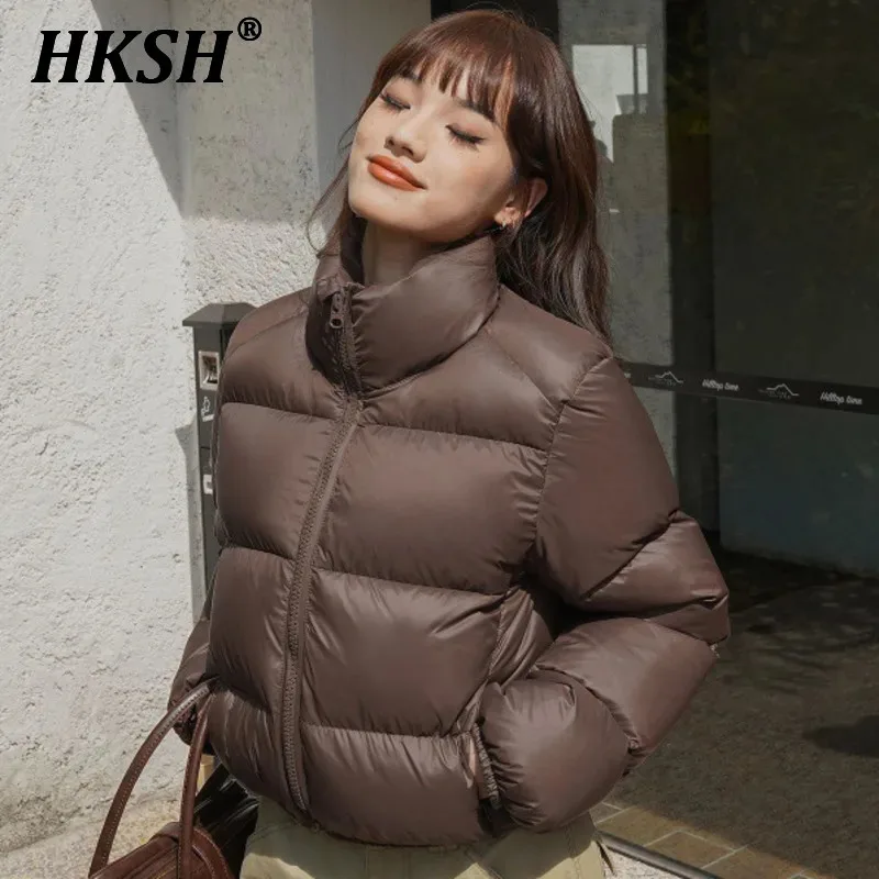 

HKSH Winter New Women Y2K Tide Korean Polyester Jackets Thickened Stand Collar Niche Design Bread Fashion Chic Padded Coat H2888