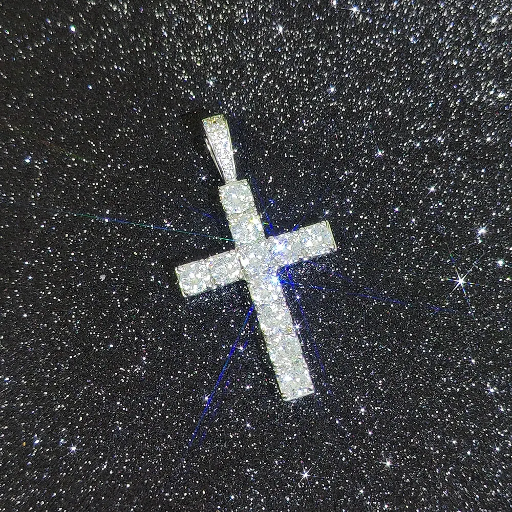 

ESKEEM Hip Hop Jewelry Iced Cross Pendant Necklace Men Women Bling Cubic Zirconia Charm Chain Wholesale