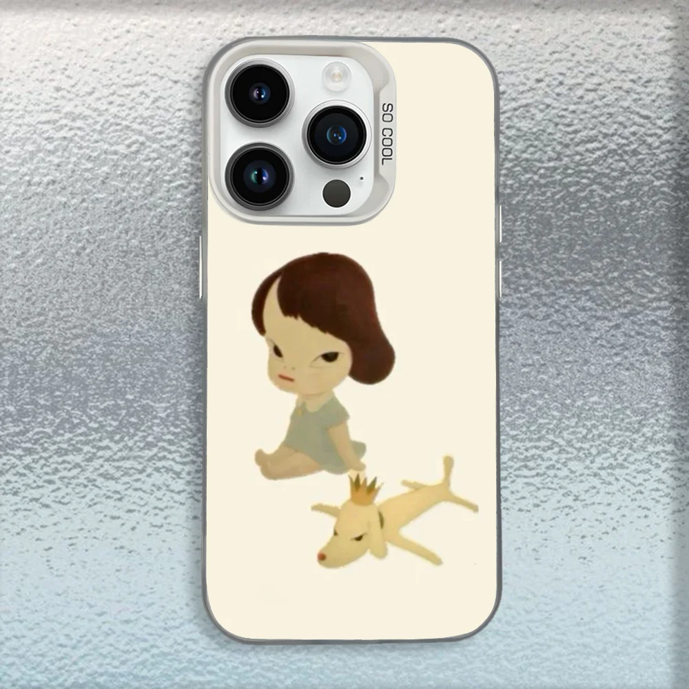 Cute Y-Yoshitomo Nara Phone Case For iPhone 16,15,14,13,12,11,Mini,Pro,MAX White Matte Shockproof Cover - náhled 4