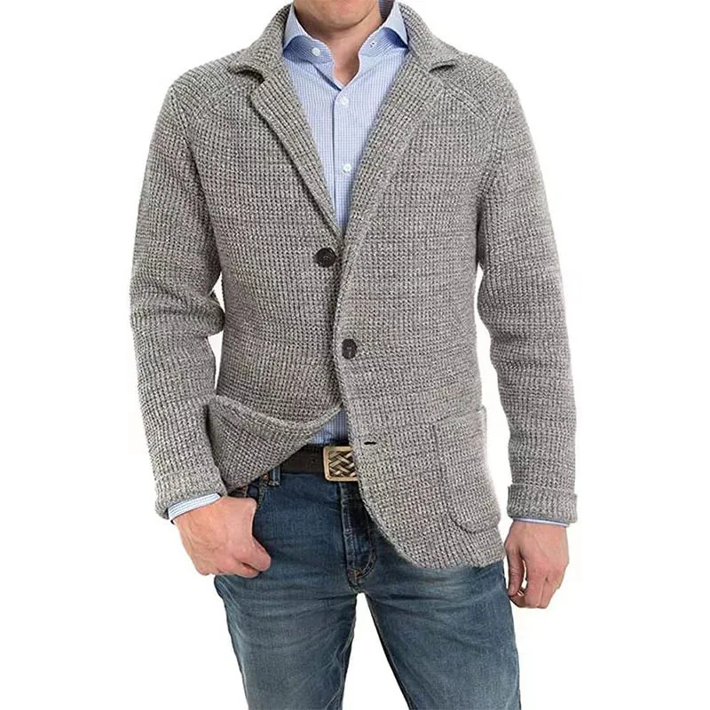 Herren lässig gestrickte Strickjacke Pullover Stehkragen Langarm Mode Herren Herbst und Winter Herren warme Strickjacke