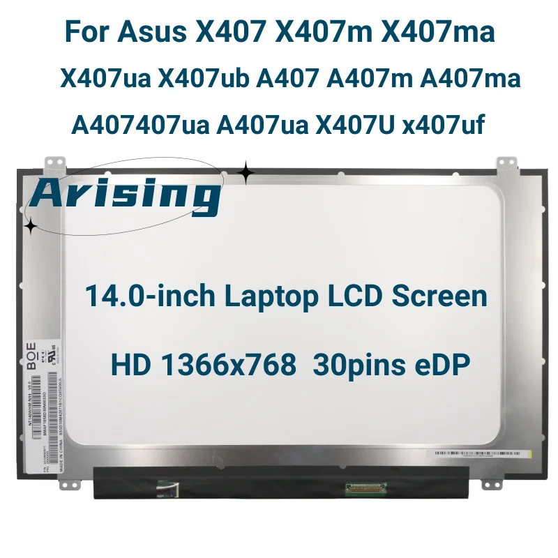 شاشة LCD للكمبيوتر المحمول Asus A407407ua A407ua X407U x407uf X407 X407m X407ma X407ua X407ub A407 A407m A407ma بشاشة LCD مقاس 14.0 بوصة