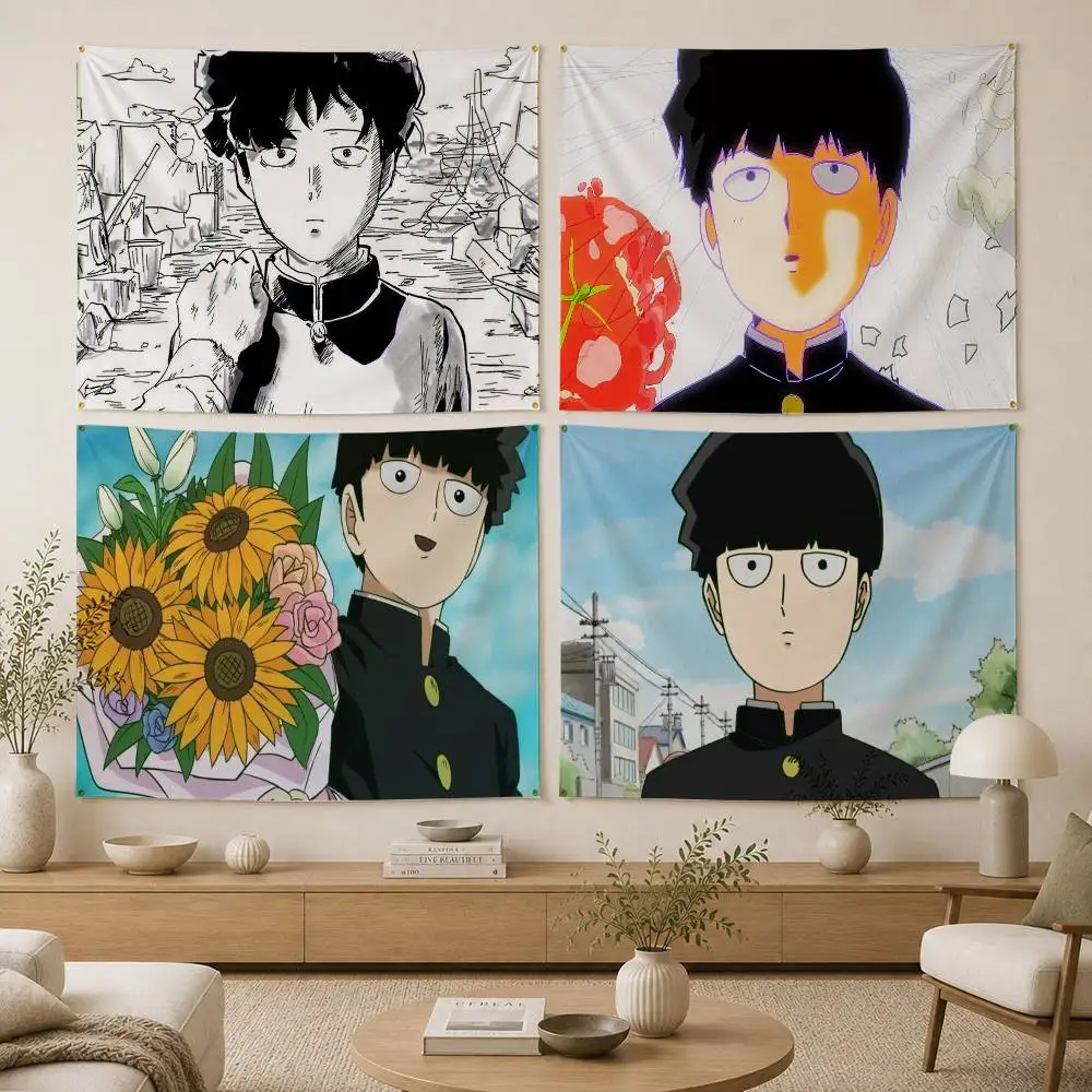 Mob Psycho 100 Flag Digital Printing Banner for Garage Wall Out Door Decoration