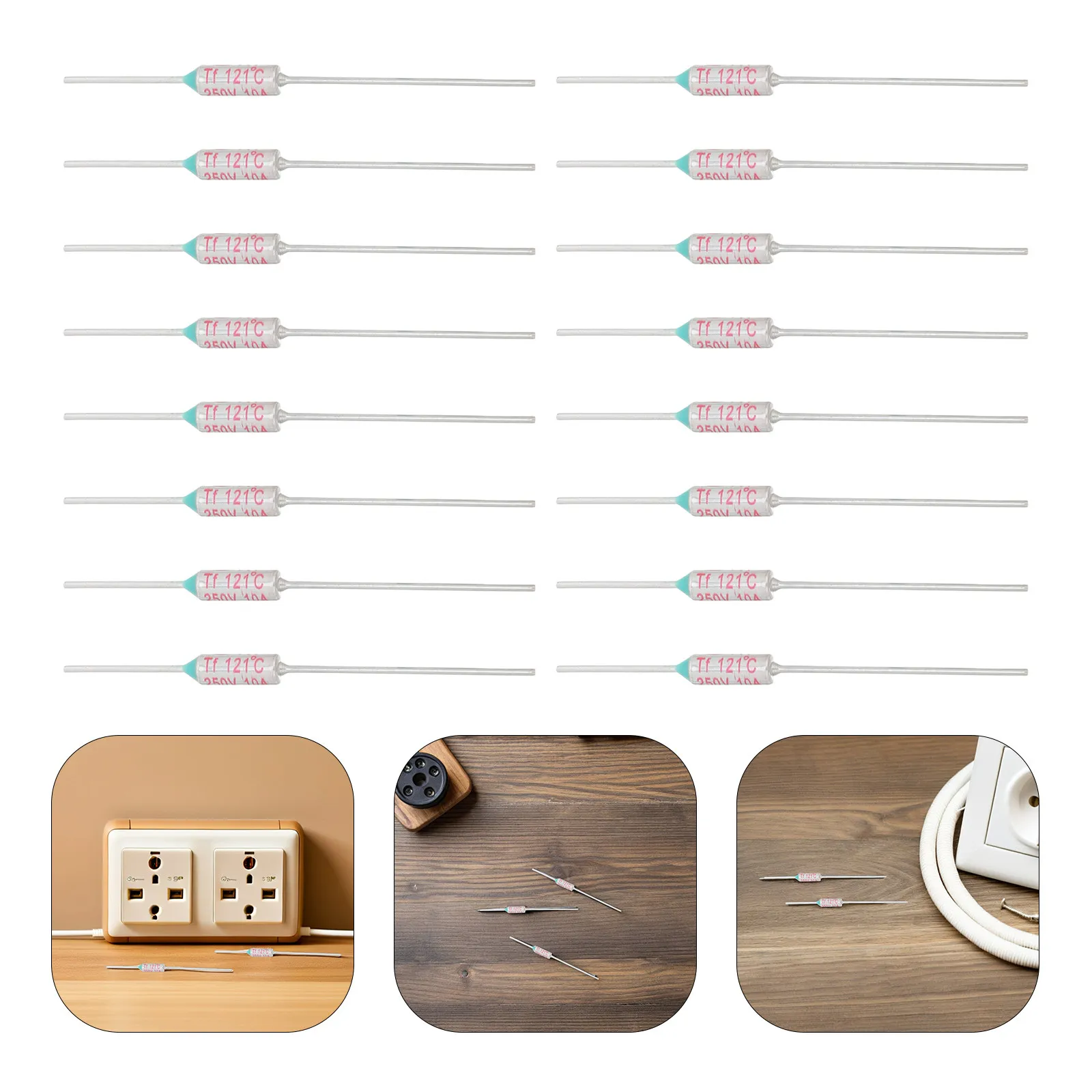 50Pcs Ry121 Thermal Fuse Temperature Protection Appliance Thermal Cutoff Replacement for Kitchen Heating Appliances