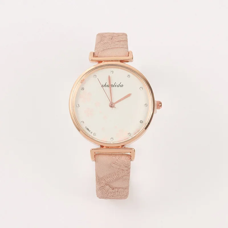 Fashion Watches For Women Leather Retro Ladies Wristwatch Flower Pattern Simple Quartz Female Watch Rhinestone New reloj mujer