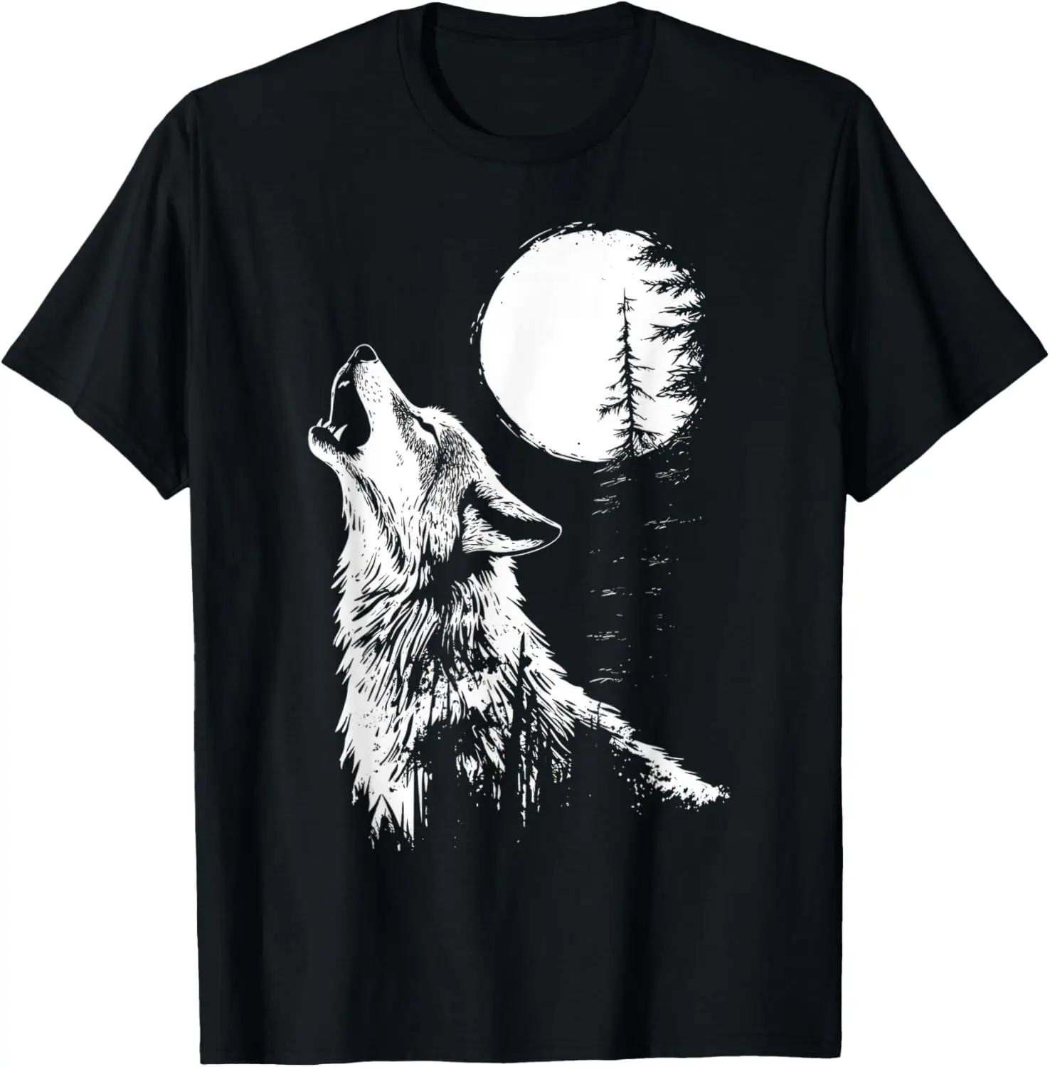 Graphic Tee Wolf Howling Moon Forest Nature Wildlife Animal T-Shirt