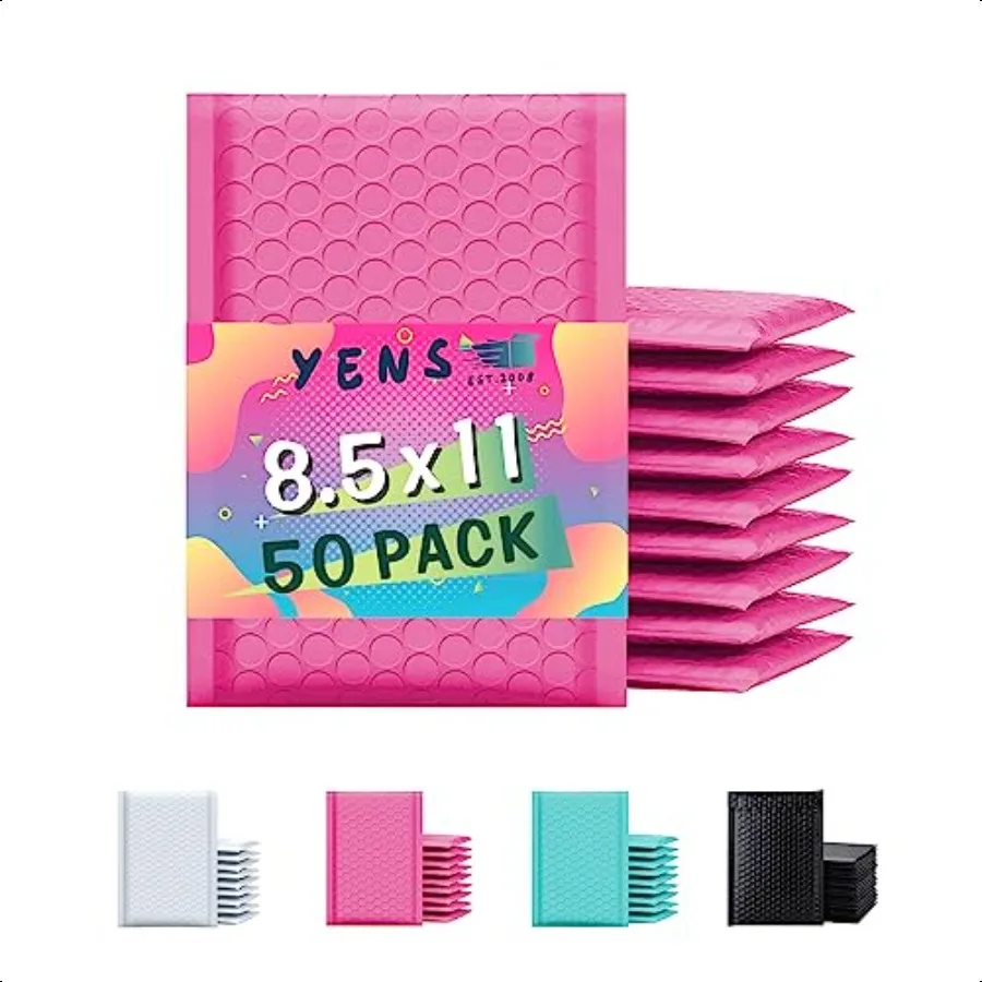 

Poly Bubble Mailers Waterproof Self Seal Adhesive Shipping Bags Cushioning Padded Envelopes for Shipping Mailing Hot Pink 8.5x1