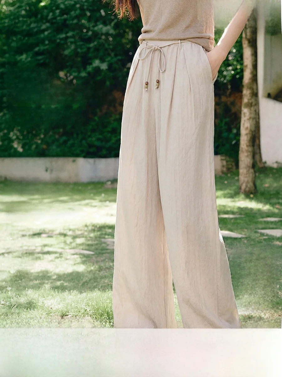 

High Waist Wide Leg Casual Pants Women's Pure Color Straight Cut Rylee Fiber Breathable Slimming Summer 2026 XWI Pants