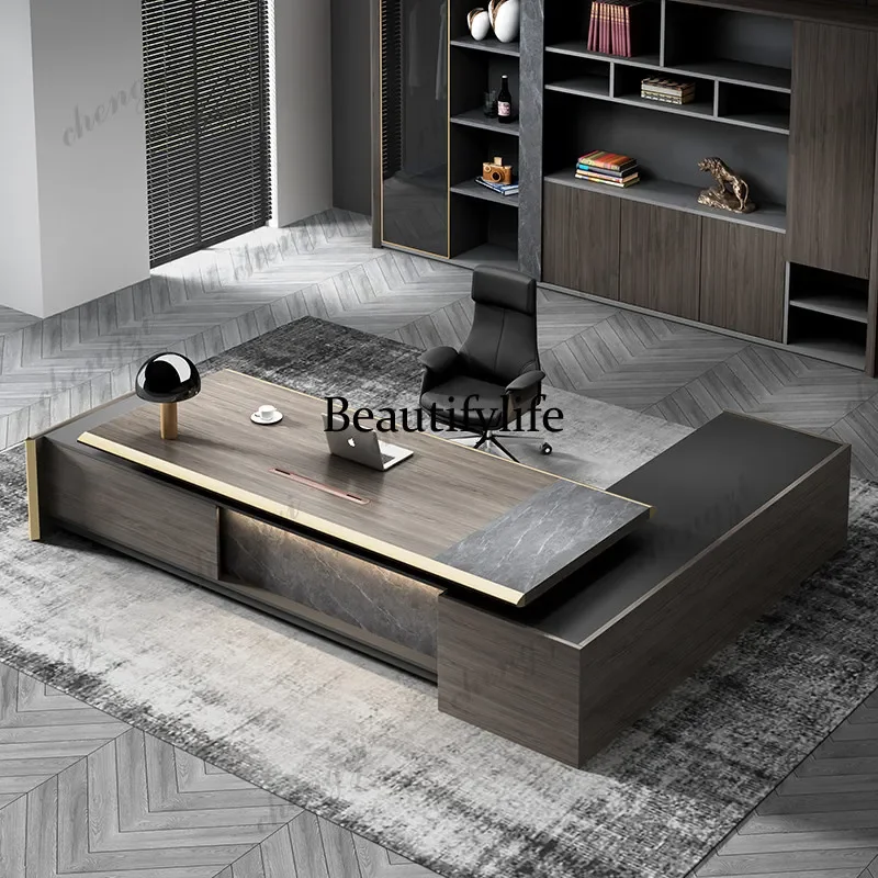 D80 Multi functional luxury Computer desk Boss Modern elegant design office table bureaux de travail mesa de computador furnitu