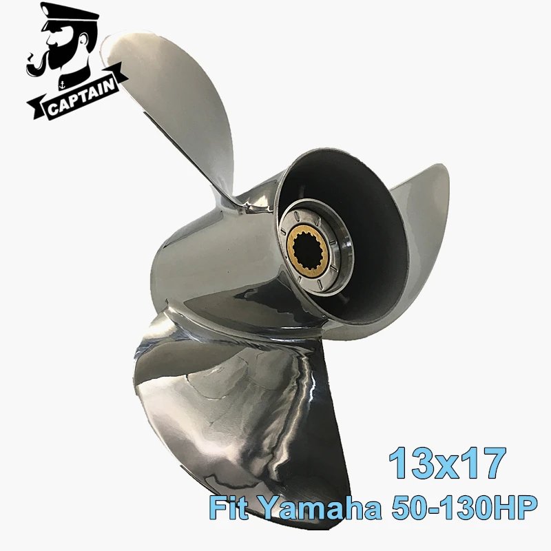 Captain Boat Propeller 13x17 Fit Yamaha Outboard Engine 75HP 80HP 85HP 90HP 115HP 130HP Stainless Steel 15 Tooth Spline RH Parts