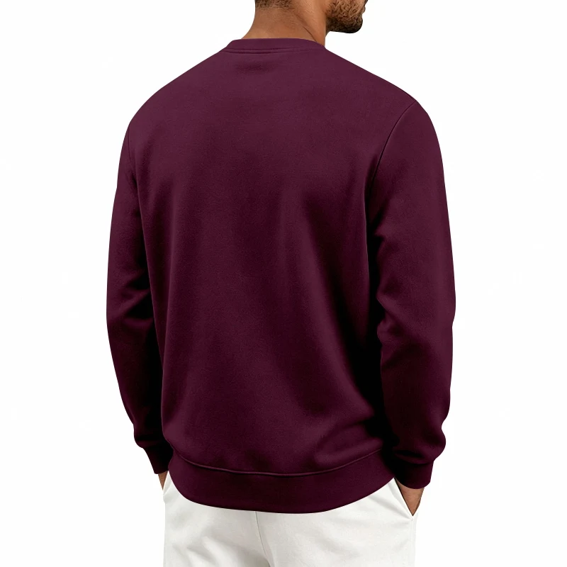 Einteiliger, locker sitzender, klassischer, mit Fleece gefütterter Rundhals-Langarm-Sweatshirt für Herren, warmes, winddichtes, lässiges Winter-Oberteil – Detail 29
