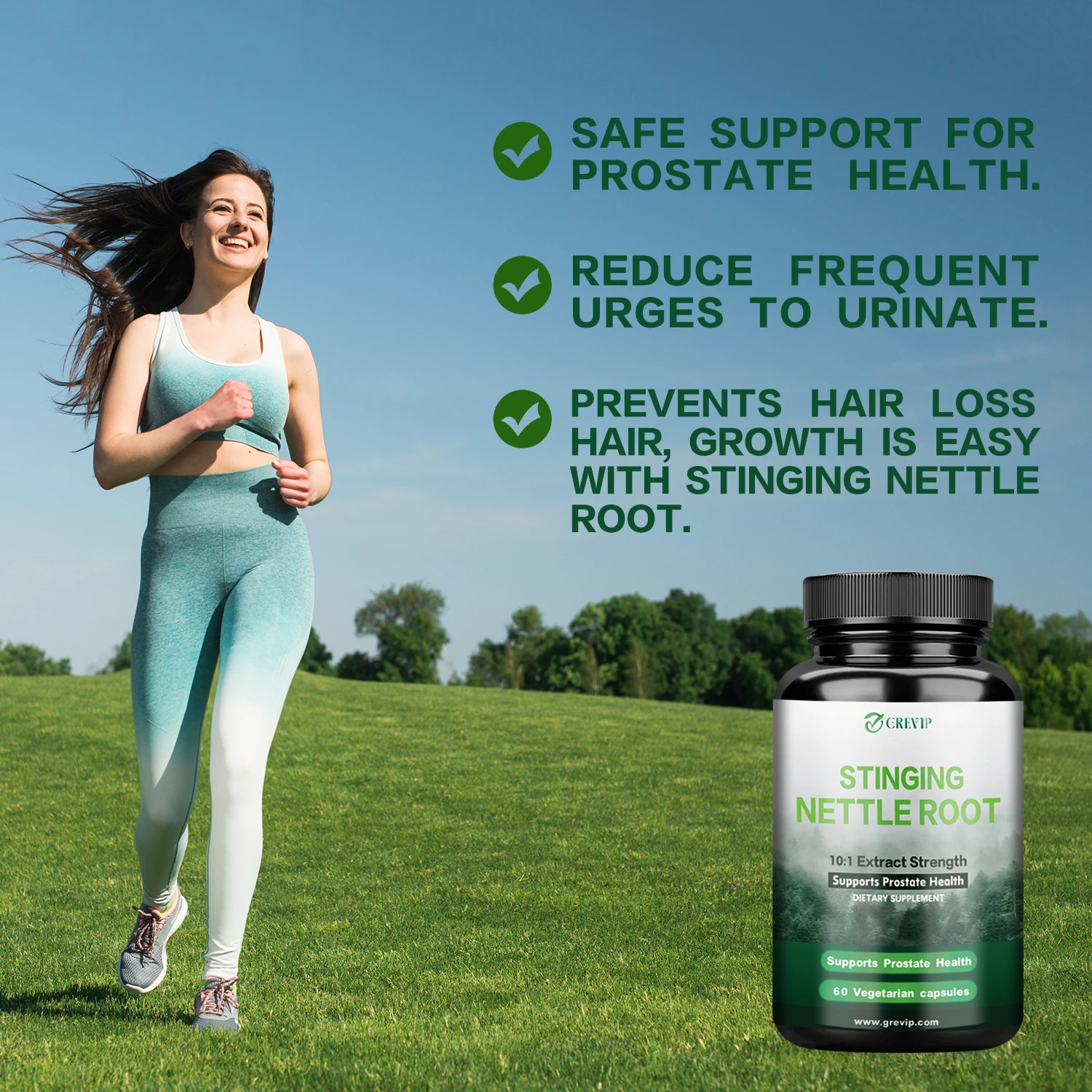 Stinging Nettle Root Extract - Promotes Prostate and Urinary Tract Health, Promotes Hair Growth, Reduces Urinary Frequency