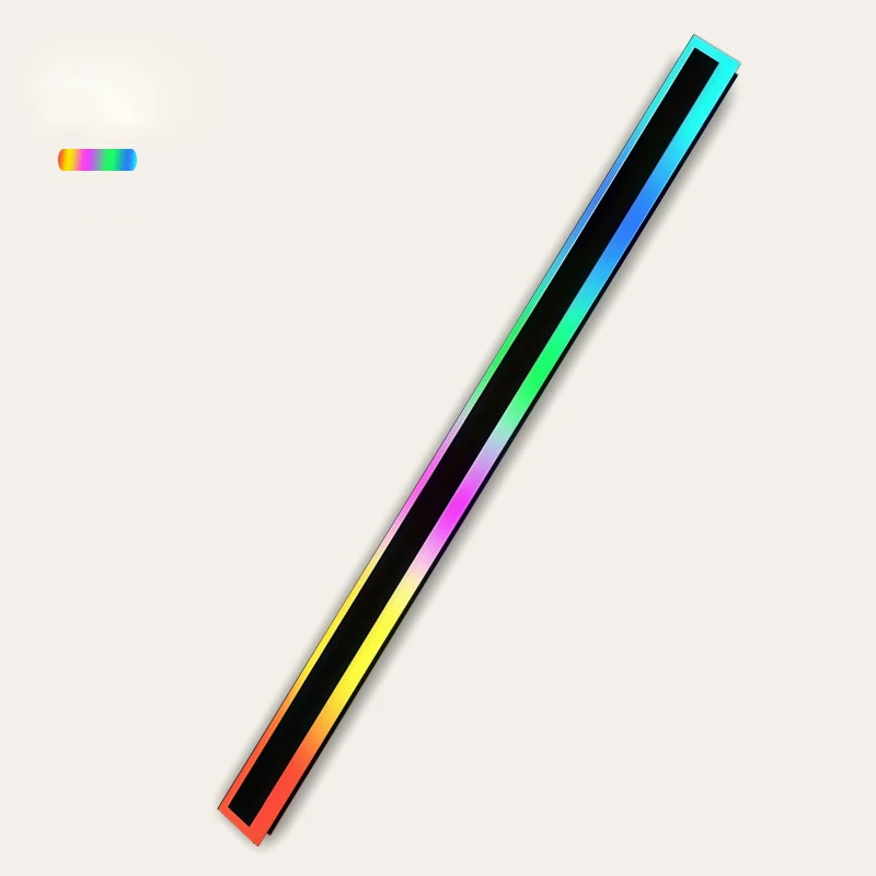 

RGB Illusion Color Long Strip Outdoor Wall Sconces IP65 Anti Rust Black Waterproof Linear Wall Mount Lighting for Porch Courtyar
