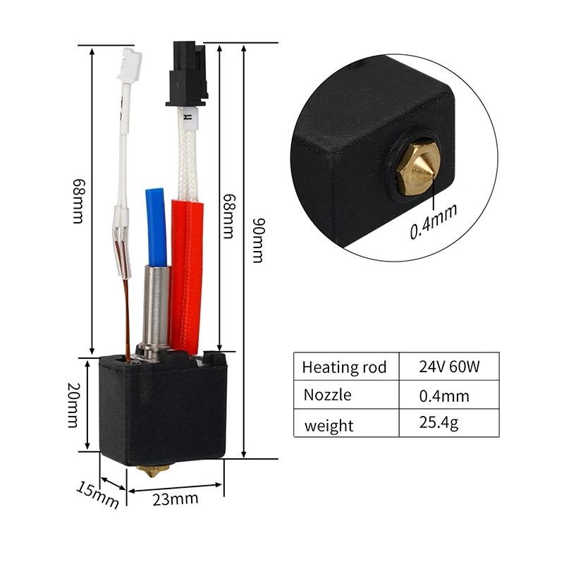 For Anycubic 2 Neo/Plus Hotend Kit For Anycubic Kobra 2 Max/Pro For Anycubic Kobra 2 Hotend Brass nozzle 0.2/0.4/0.6/0.8/1.0mm