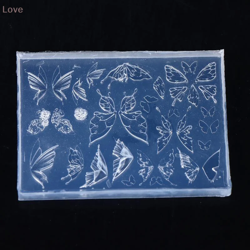 [L & P] ثلاثية الأبعاد سيليكون فراشة مسمار نحت قالب ختم لوحة أجنحة الإستنسل قالب DIY بها بنفسك مسمار الفن مانيكير