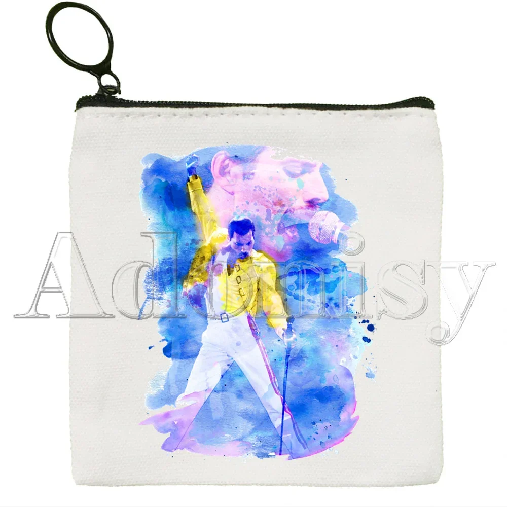 Queen Freddie Mercury Canvas Portemonnee Portemonnee Portemonnee Canvas Tas Kleine Portemonnee Rits Sleutelzak Hand Cadeau