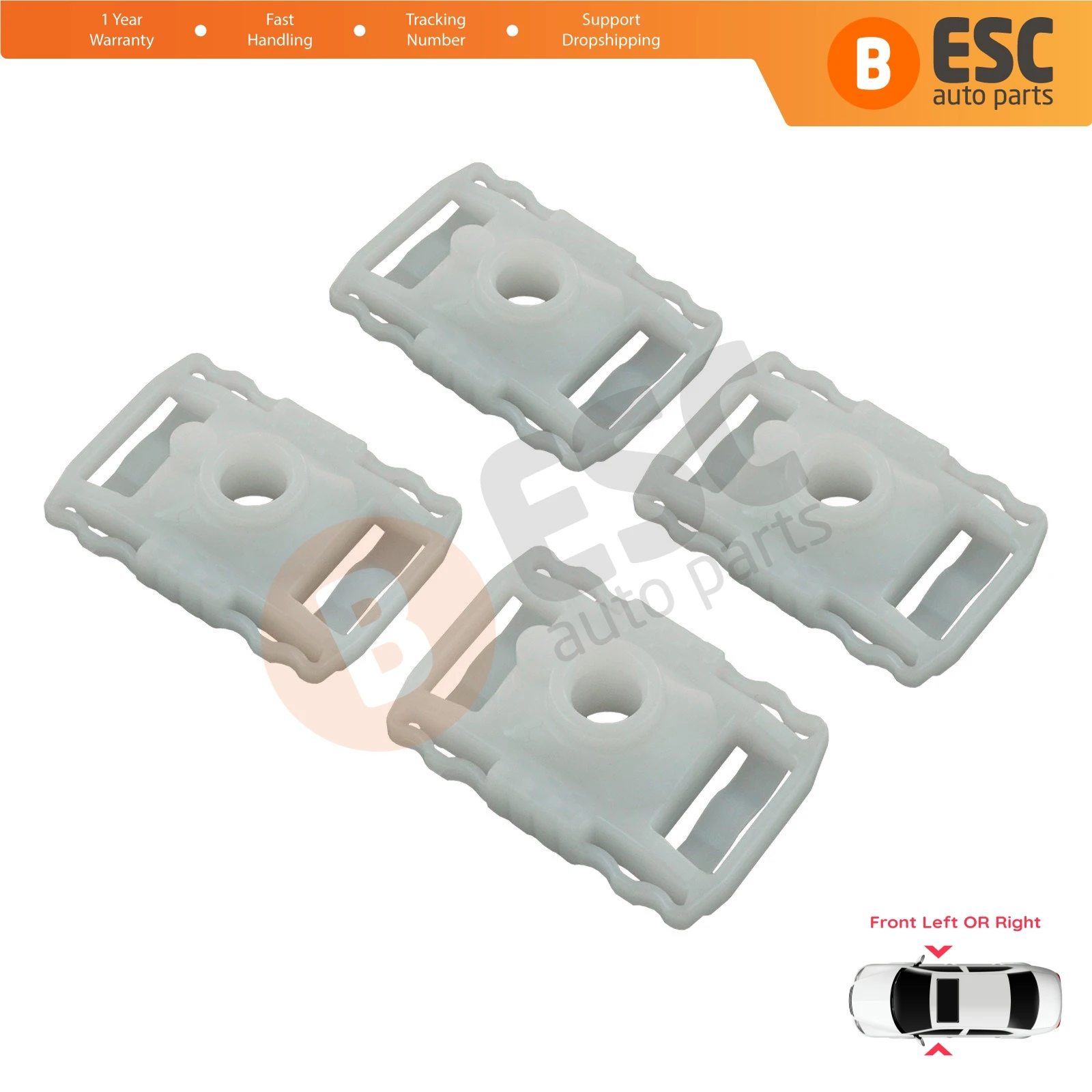 ESC Auto Parts EWR5009 4 Pieces Window Regulator Sliding Pivot Clips for Renault Fluence, Renault Samsung SM3 2009-On