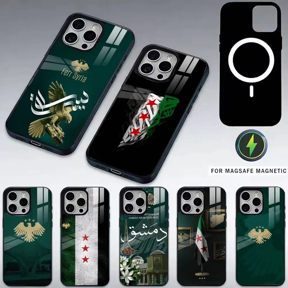 

Cool Art SYRIA-A Flag Phone Case For iPhone17,16,15,14,13,12,11 Plus,Pro Magnetic For Magsafe Wireless Charging