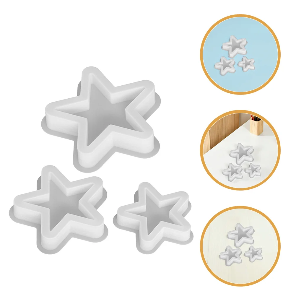 

3pcs Star Shaped Molds Silicone Reusable Nonstick High Temperature Resistant For Diy Wax Chocolate Soap Crafts