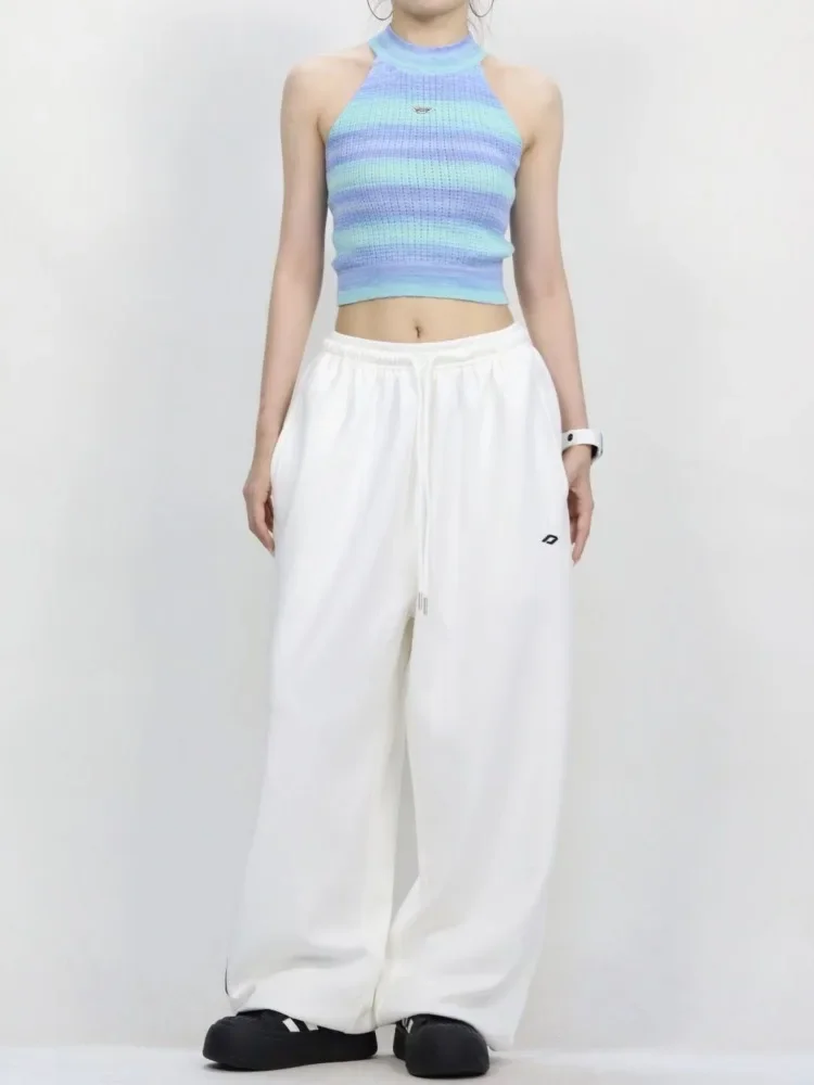 HOUZHOU-pantalones de chándal holgados Vintage para mujer, ropa de calle de gran tamaño, moda coreana, Harajuku, estilo japonés, Hip Hop, Y2k