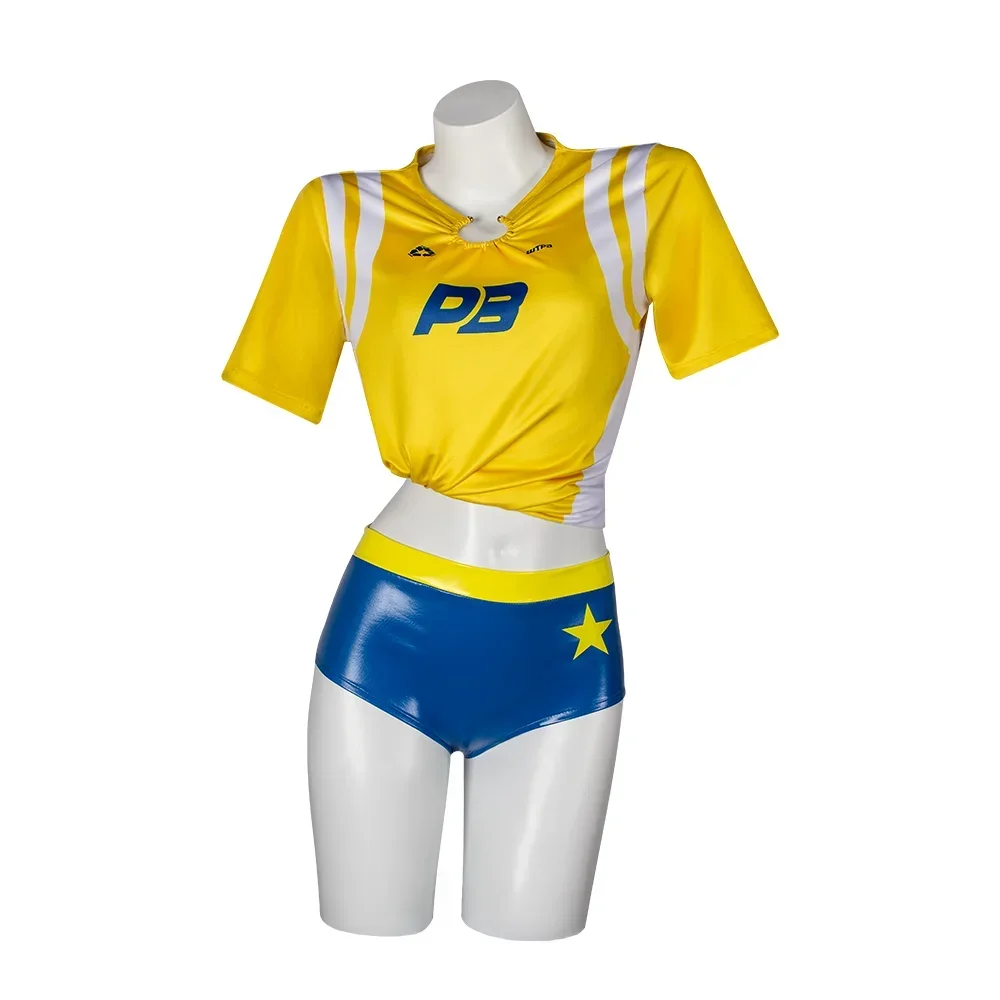 Football Cheerleader Cosplay High School Women Crop Top Shiny High Cut Shorts Stage Performance Bar Club Halloween Cosplay - view 3
