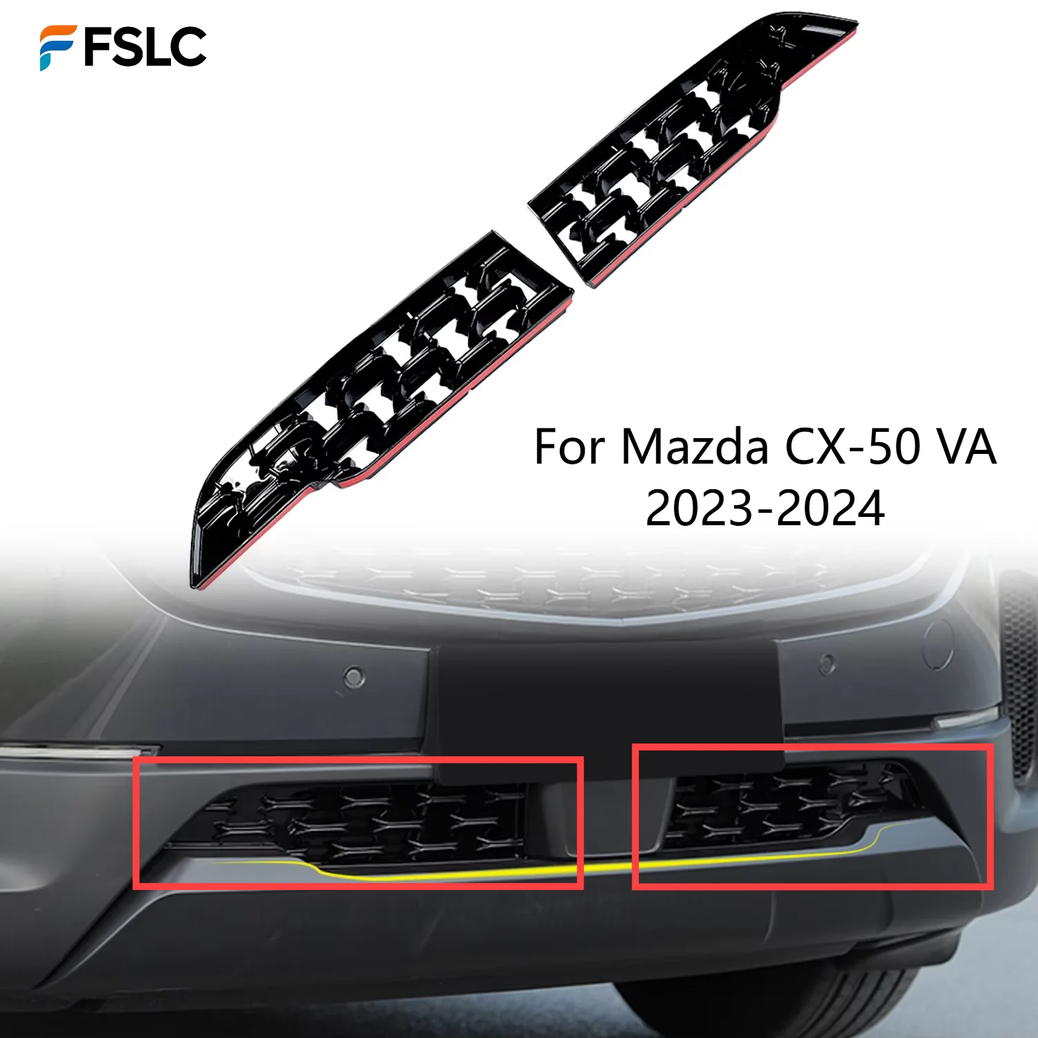 

For Mazda CX-50 VA 2023-2024 ABS Front Lower Grille Protector Cover 2Pcs Exterior Car Accessories