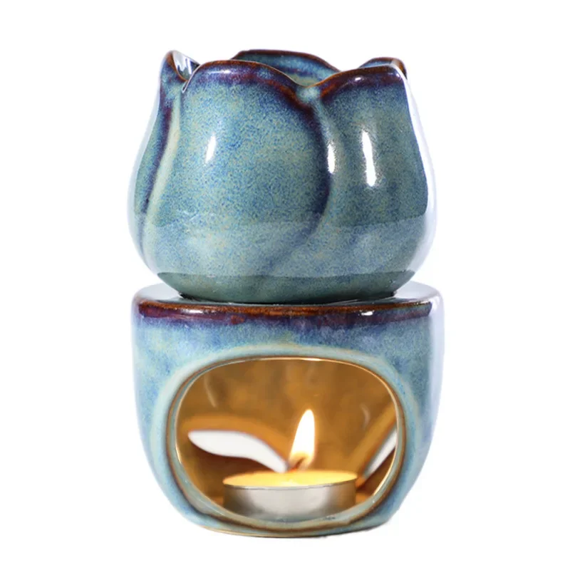 

Aromatherapy Furnace Tulips Shape Ceramic Incense Burners Aromatherapy Oil Stove Candle Tea Light Indoor Fragrance Tools