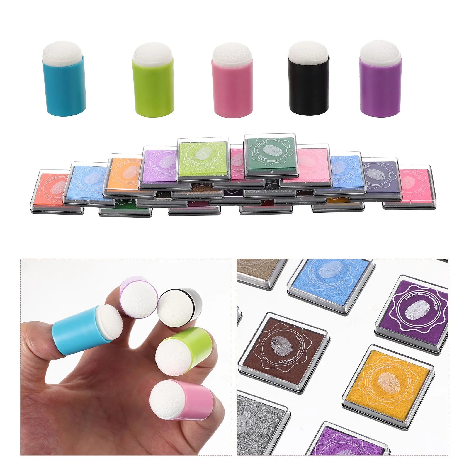 1 Set DIY Schilderen Vingerspons Graffiti Kunst Knutselset voor Kinderen Kleuterschool Beginners Met Inktkussen Tekensponsen