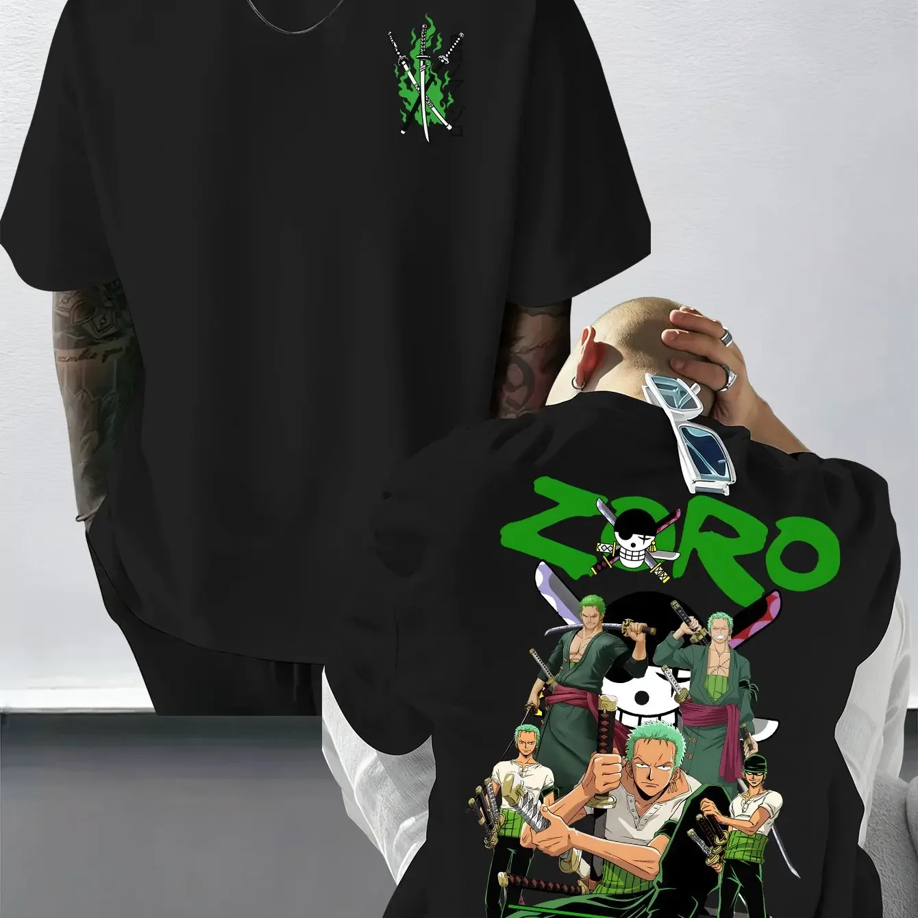 Men's Summer Casual Printed T-Shirt - One Piece Zoro All Forms Collection T-Shirt