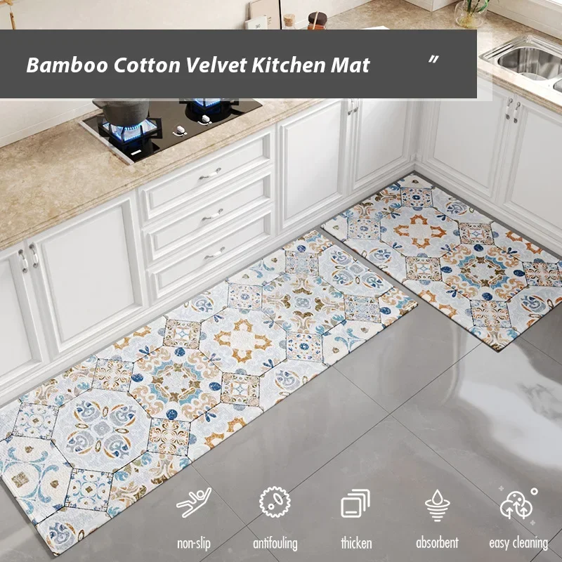 Kitchen Non-slip Special Floor Mats Stamp Waterproof Oil Household Wipeable Entry Door Mat Into The Door Foot Mat Kitchen Carpet