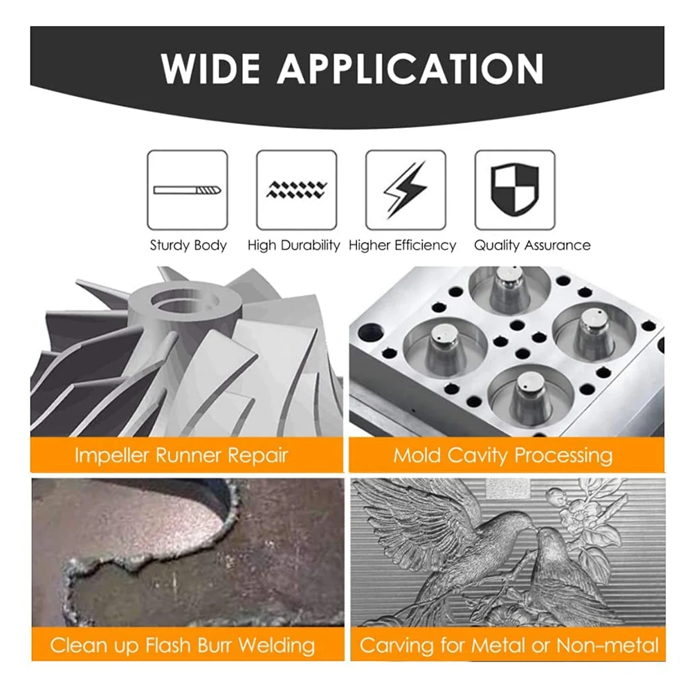 20 Pcs Carbide Double Cut for Dremel Carving Bits with 1/8 inch Shank and 1/4 inch Head Length Tungsten Carbide Rotary