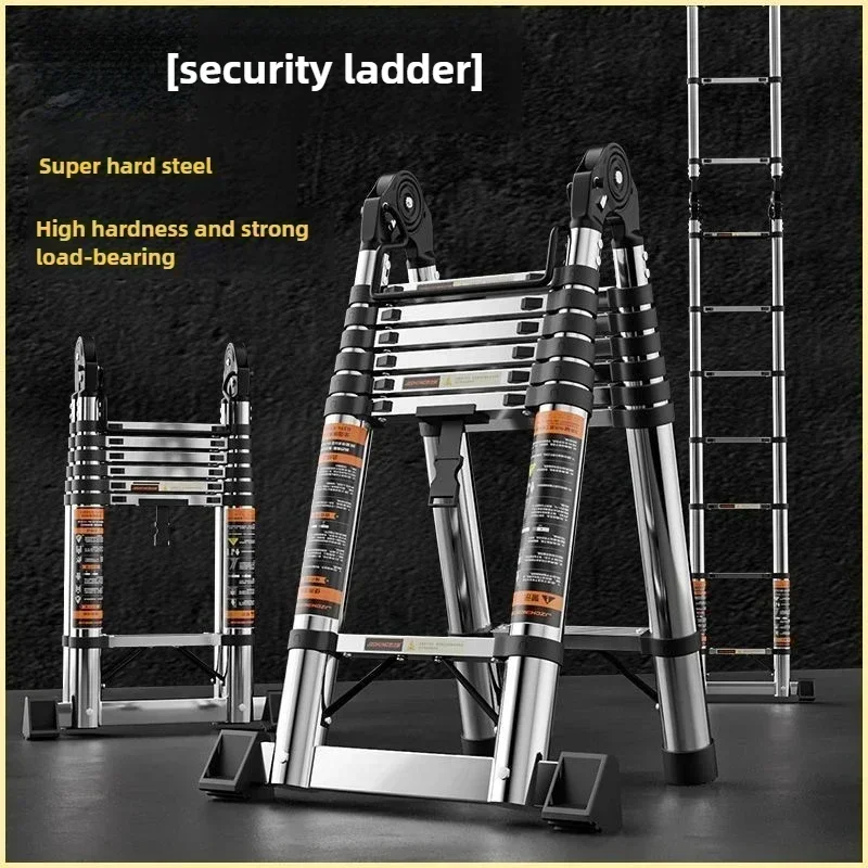 Portable Ladder Stainless Steel Multifunctional Telescopic Ladder Household Portable Engineering Lifting Straight Folding Safety